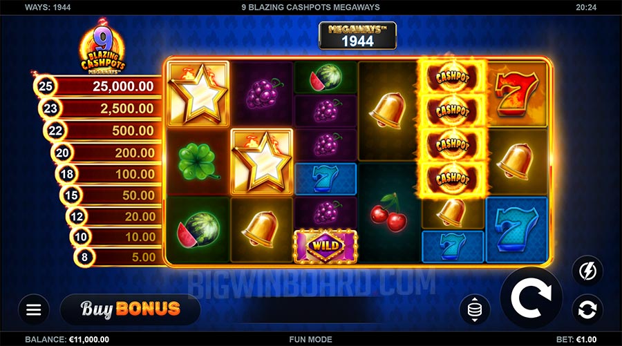 9 Blazing Cashpots Megaways slot